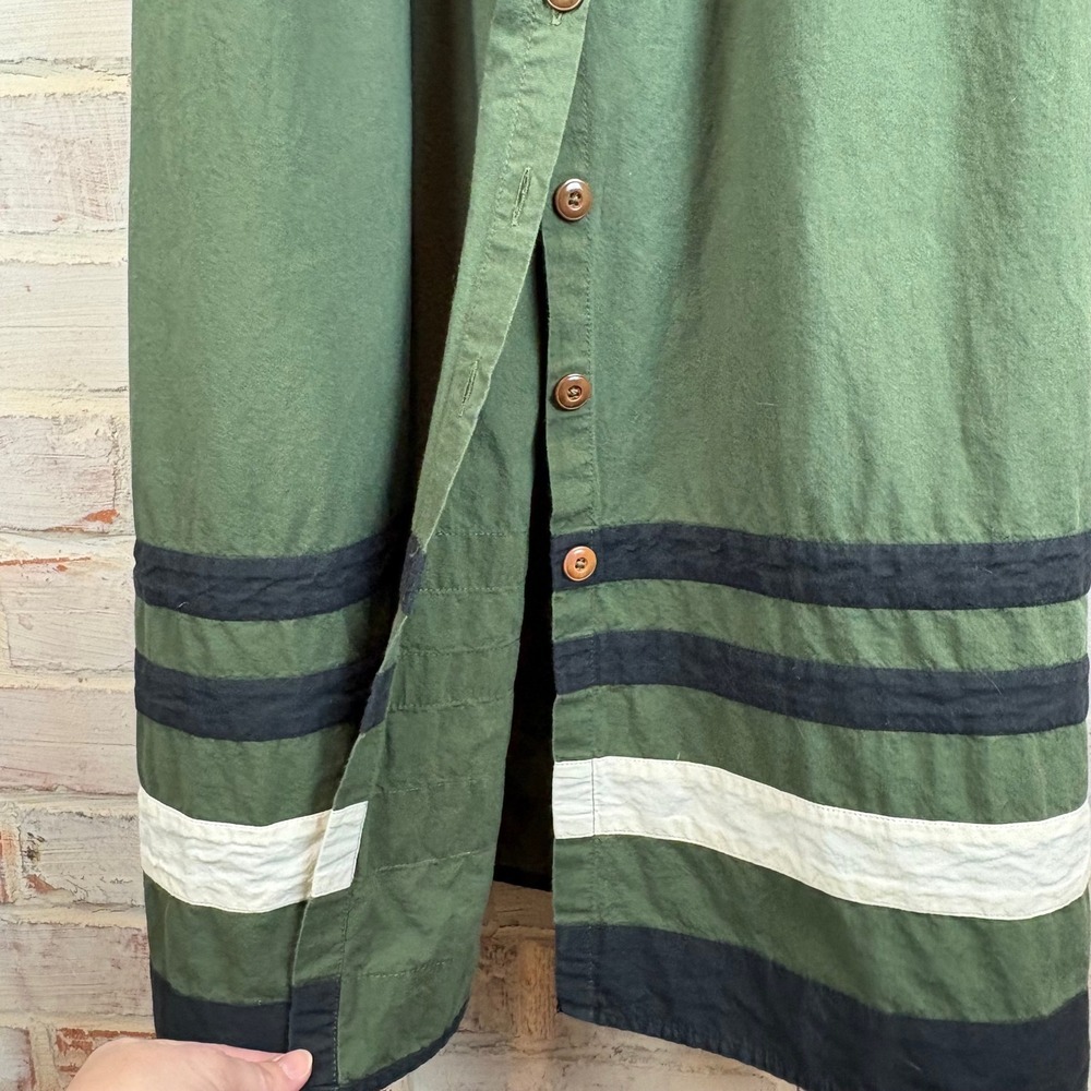 THE GREAT Horizon Dress Green Olive Stripe Cotton Tie Strap Maxi Dress Size 1 - Picture 10 of 12